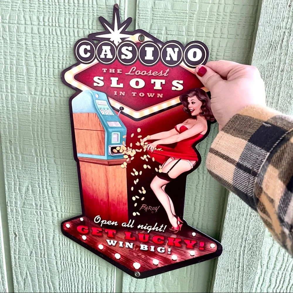 NEW Heavy Duty Steel Casino Pinup Metal Sign